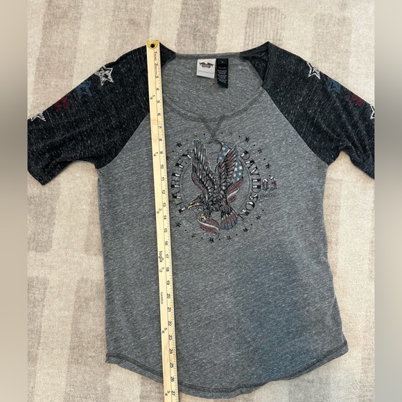 Harley-Davidson Women’s ‘American Eagle’ Baseball Tee (Size L) - Picture 6 of 7